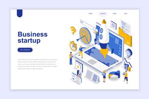 Isometric Business Startup Web Banner vector