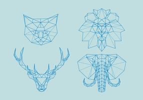 Geometric Polygonal Outline Animals Head vector