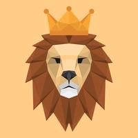 Geometric Low Polygon Style Lion Face Head With Crown Triangular Illustration vector