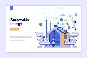 Plantilla de página de aterrizaje del concepto de diseño plano moderno de energía renovable. Aprendizaje y concepto de personas. Ilustración de vector plano conceptual para página web, sitio web y sitio web móvil.