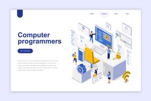 Computer programmers isometric concept