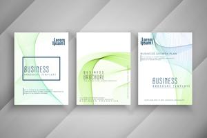 Abstract colorful wavy business brochure template design set vector