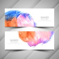 Abstract modern watercolor style banners design set vector