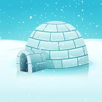 Cartoon Igloo In Polar Winter Landscape vector