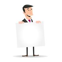 White Businessman Holding A Blank Sign vector