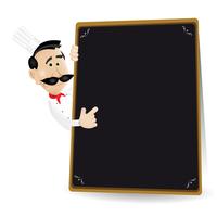 Chef Menu Holding A Blackboard Showing Today's Special vector