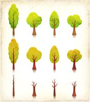 Grunge Trees Icons Set vector