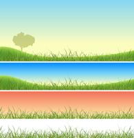 Conjunto de paisaje de hierba verde primavera vector