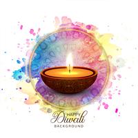 Happy diwali diya oil lamp festival card background  vector