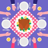 Thanksgiving Day Food Roasted Turkey Top View Illustration vector