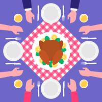 Thanksgiving Day Food Roasted Turkey Top View Illustration vector