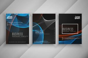 Abstract stylish business brochure wavy template design set vector