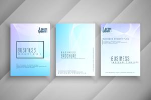 Abstract colorful wavy business brochure template design set vector