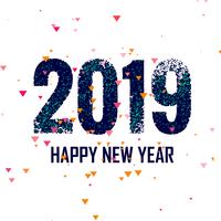 Happy New Year 2019 with confetti colorful background vector