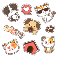 Cat and Dog Stickers Vector