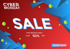 Red And Blue Cyber Monday Sale Social Media Post Vector