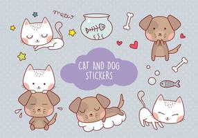 Cute Cat And Dog Sticker vector