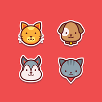 Cat and Dog Stickers Vector