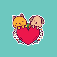 Cat and Dog Stickers Vector