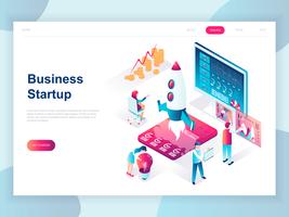 Isometric Startup Web Banner vector