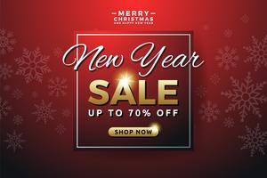 New Year sale background banner template design with snowflake
