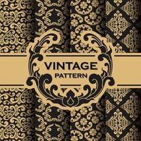 Set of vintage flourishes vine seamless pattern background
