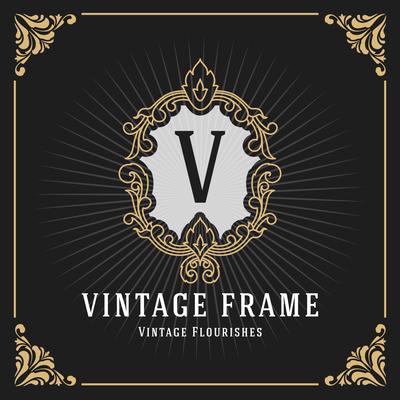 Vintage Luxury Monogram Banner Template Design