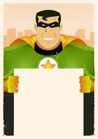 Comic Super Hero Holding Sign vector