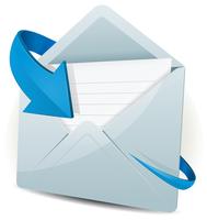 Icono de correo electrónico con flecha azul vector