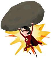 Comic Super Girl Throwing Big Rock vector