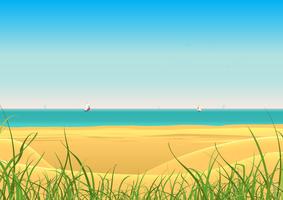 Playa de verano con fondo de velero postal vector