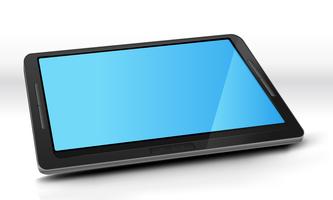 Tablet PC con pantalla azul vector