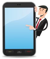 Cartoon Man Pointing Smartphone vector