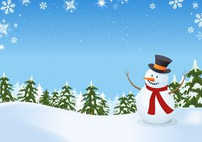 Snowman In Winter Landscape vector