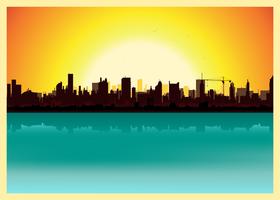 Sunset City Landscape vector