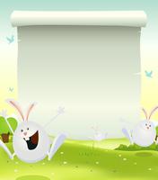 Fondo de primavera conejitos de Pascua vector