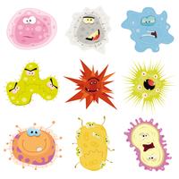 Dibujos animados de gérmenes, virus y microbios vector