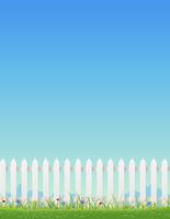 White Fence And Blue Sky vector