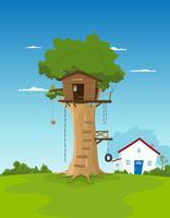 Tree House In Garden Backyard vector