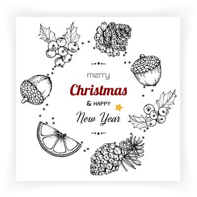 Christmas and New Year backgrounds and greeting card