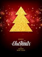 Christmas tree with glitter fill holiday design vector