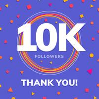 10k followers social sites post greeting card vector