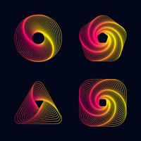 Gradient line spiral designs elements vector