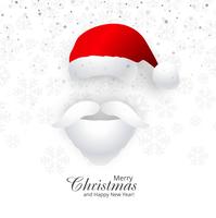 Beautiful merry christmas card with santa hat background vector