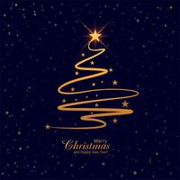 Beautiful merry christmas tree card background vector