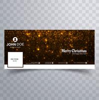 Beautiful merry christmas facebook cover template design vector