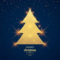 Merry Christmas shiny tree celebration greeting card design vect vector