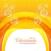 Elegant merry christmas decorative with ball background wave vec vector