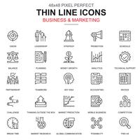 Thin line business and marketing icons set vector
