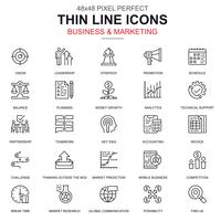 Thin line business and marketing icons set vector